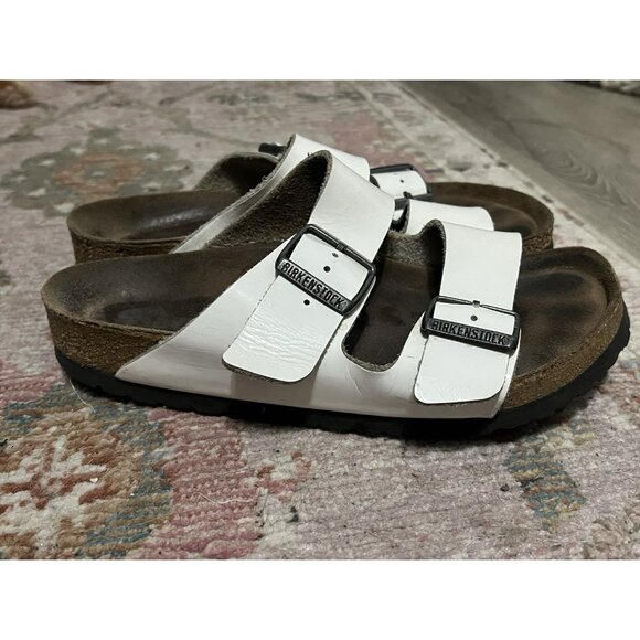 White Patent Leather Arizona Birkenstocks Size 37 EU 6 US Wide - Picture 4 of 12